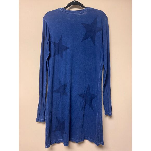 CURRENT ELLIOTT The Long Sleeve Beatnik Dress in Washed Blue Ground with Stars - Picture 5 of 8